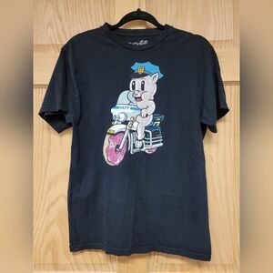 Neff "The Donut Hog" Mens Graphic Tee Pig Motorcycle Cop Size Medium T-Shirt